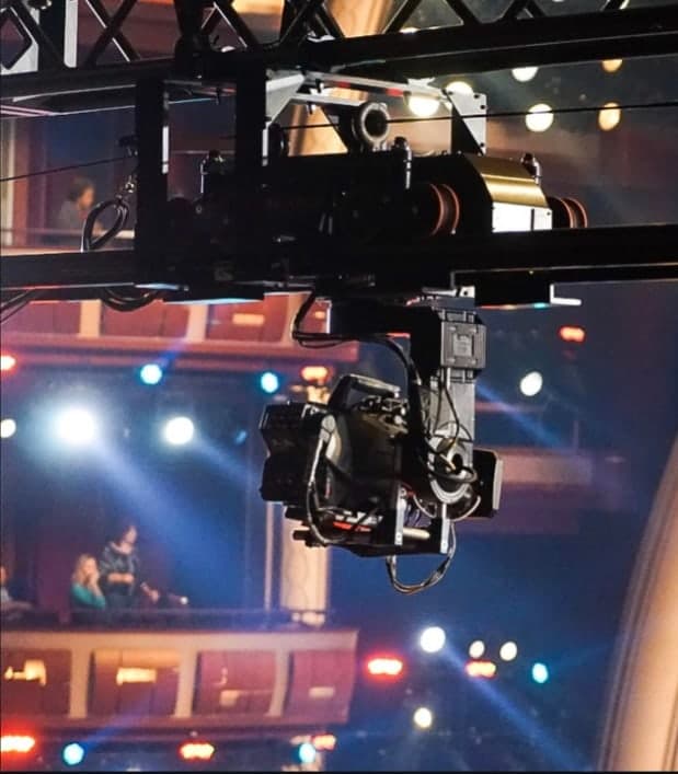 Close view of the Furio Sky Dolly and suspended camera at America's Got Talent