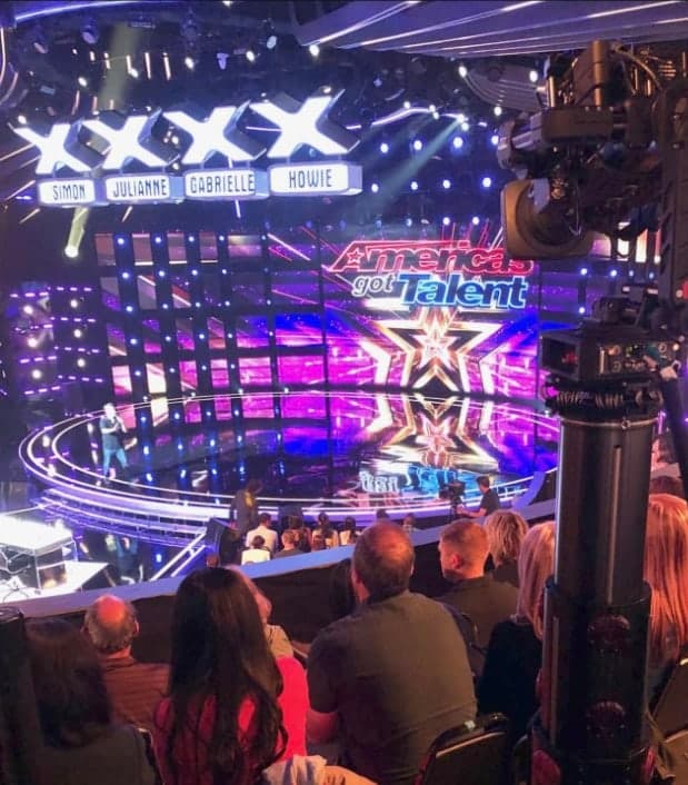 Furio robotic dolly with a stabilized head overlooking the America's Got Talent stage