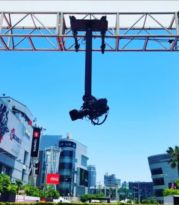 Remote camera head operating above the BET Awards red carpet in Los Angeles