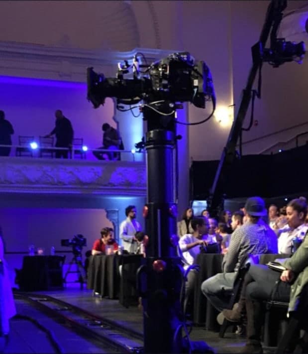 Towercam working beside the audience at a Comedy Central production in the Civic Theatre