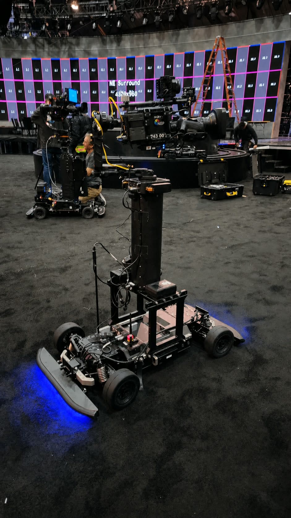 Multiple Fluid Pictures Agito camera systems during an NEP stage setup