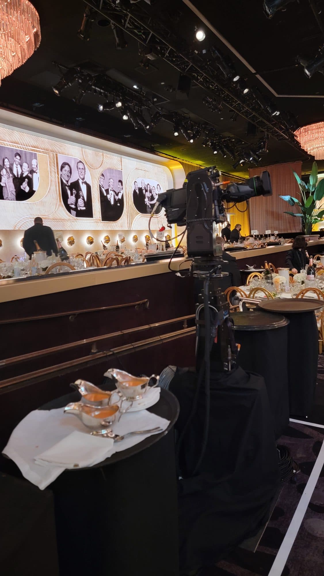 Talon Cinema remote head on a tripod in an award-show ballroom