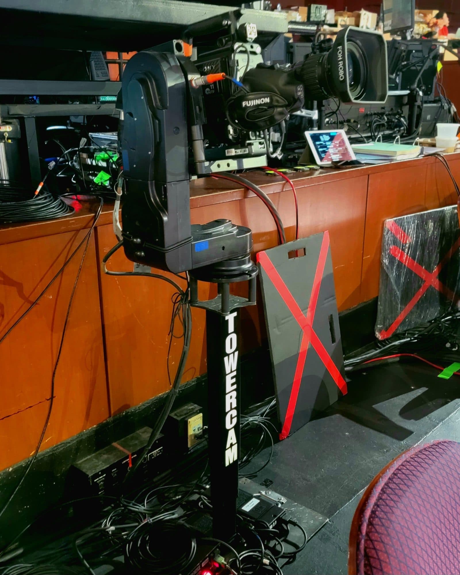 Talon Cinema remote head on top of a Fluid Pictures towercam column