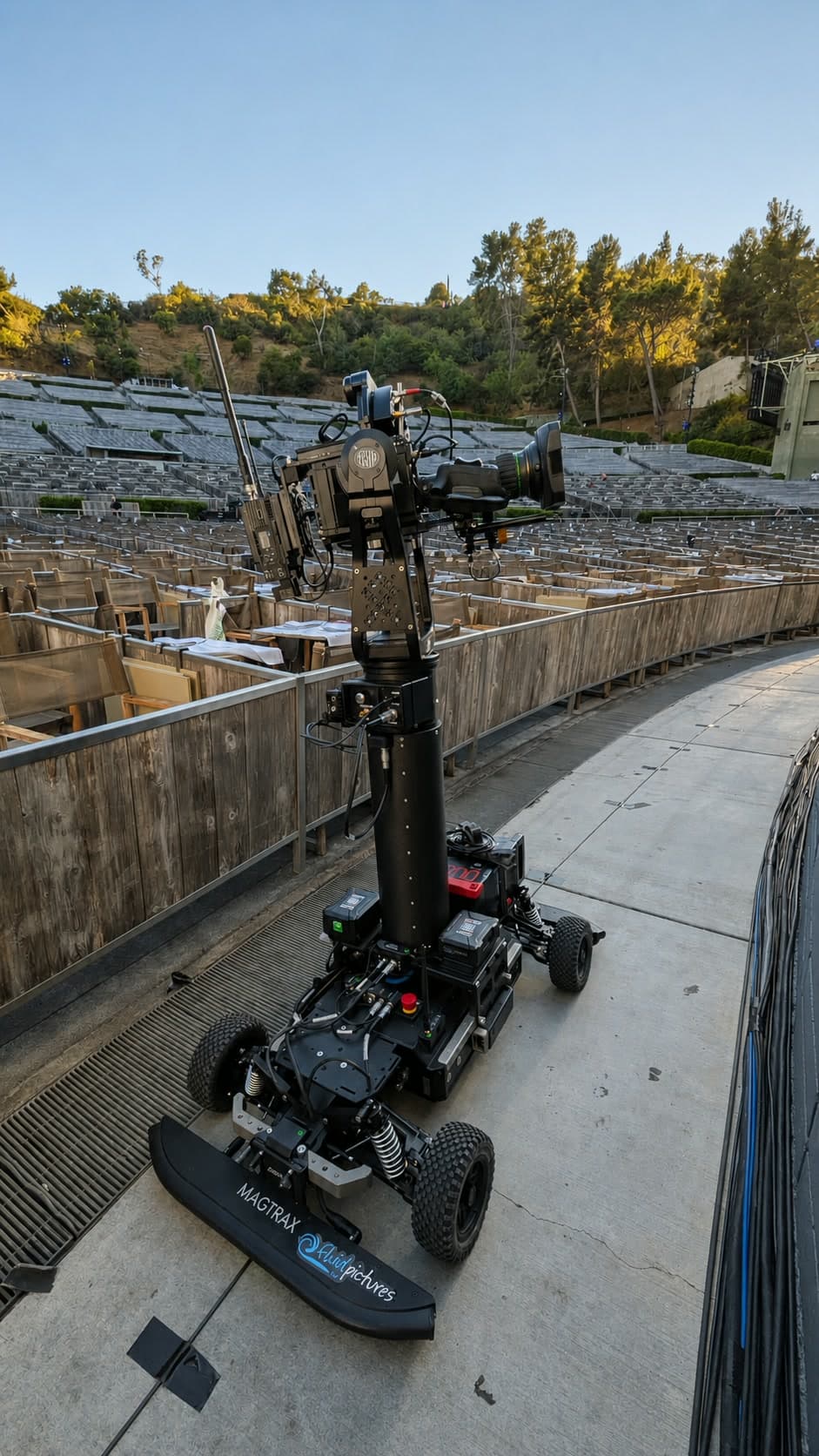 Fluid Pictures MagTrax Agito overlooking the seating at the Greek Theatre
