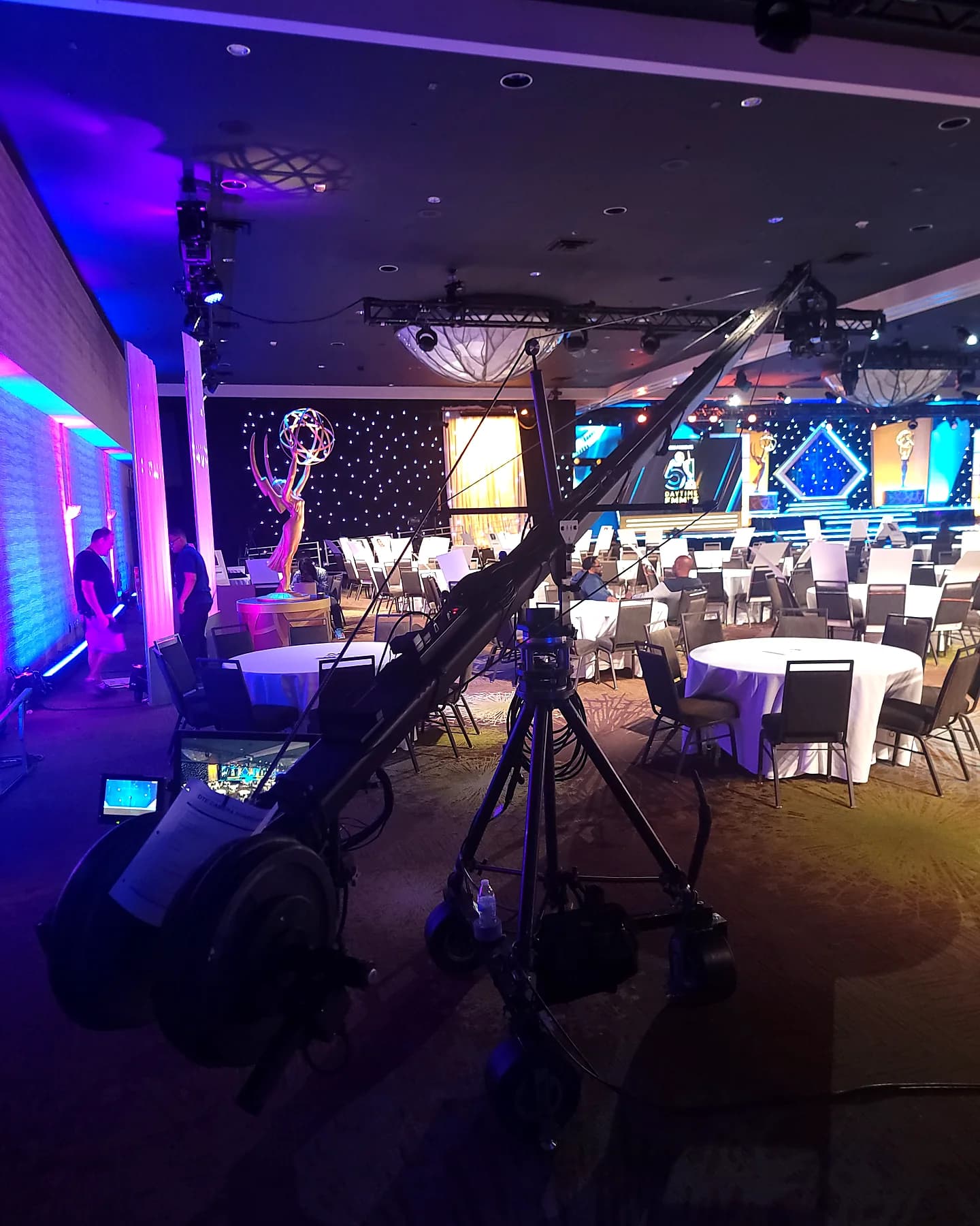 Full Stanton Jimmy Jib Triangle setup in the Daytime Emmys event space
